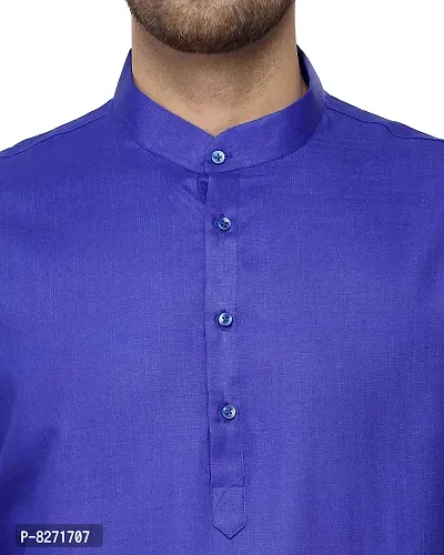 RYLEN Men's Cotton Kurta Pajama (Blue, 38)-thumb4
