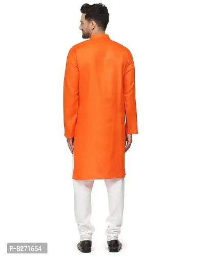 RYLEN Men's Kurta Pyjama Set Cotton (Orange, 44)-thumb3