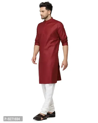 RYLEN Men Kurta and Churidar Set Cotton Blend (Maroon, 44)-thumb3