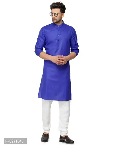 RYLEN Mens Cotton Kurta Pajama (Royal Blue, 40)-thumb4