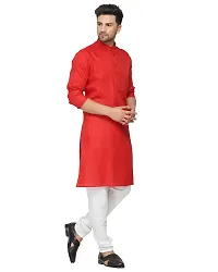 RYLEN Mens Cotton Kurta Pyjama (Red, 40)-thumb1