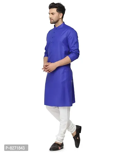 RYLEN Mens Cotton Kurta Pajama (Royal Blue, 40)-thumb3