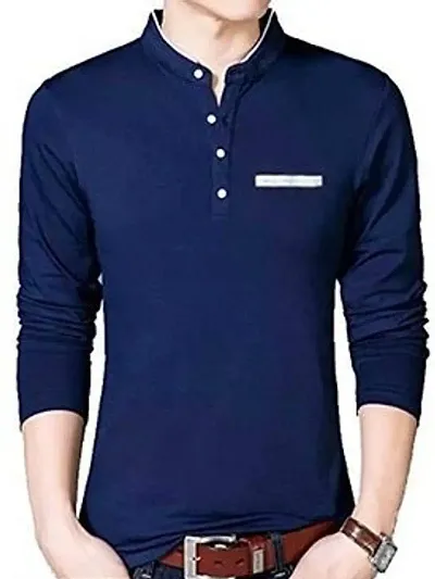 Trending Solid Full-sleeve Comfortable Cotton Henley Tees