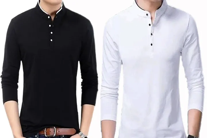 Reliable Solid Mandarin Tees For Men