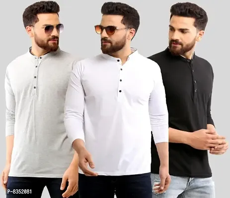 Stylish Cotton Solid Tees Combo For Men Pack Of 3-thumb0