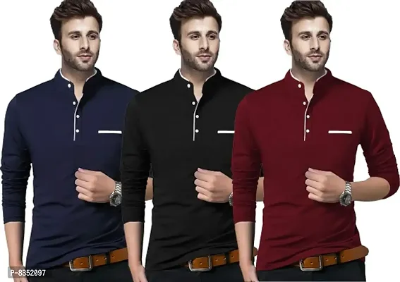 Stylish Cotton Solid Tees Combo For Men Pack Of 3
