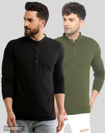 Stylish Cotton Solid Tees Combo For Men Pack Of 2