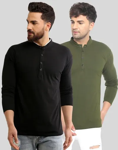 Reliable Solid Henley Tees For Men