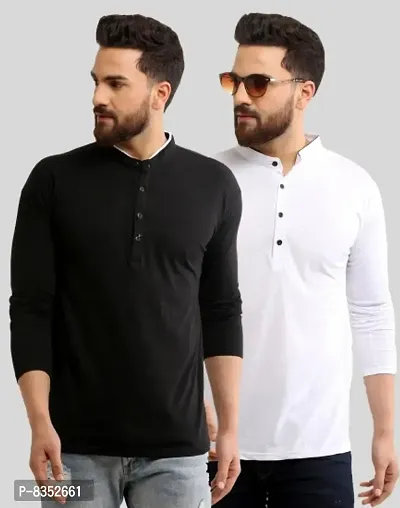 Stylish Cotton Solid Tees Combo For Men Pack Of 2-thumb0