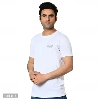 Reliable White Polyester Solid Round Neck Tees For Men-thumb2