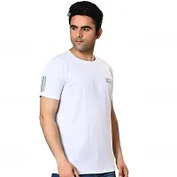 Reliable White Polyester Solid Round Neck Tees For Men-thumb3