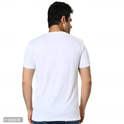 Reliable White Polyester Solid Round Neck Tees For Men-thumb3