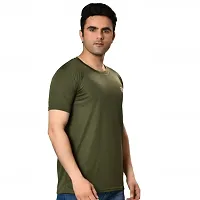 Reliable Olive Polyester Solid Round Neck Tees For Men-thumb2