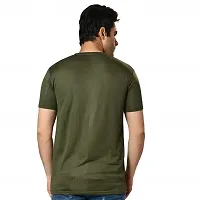 Reliable Olive Polyester Solid Round Neck Tees For Men-thumb3