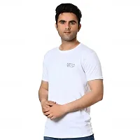 Reliable White Polyester Solid Round Neck Tees For Men-thumb1