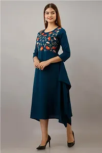 Beautiful Rayon Embroidered Asymmetric Blue Kurta For Women-thumb3