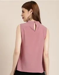 Plegridy Women's Printed Georgette Sleeveless High Neck Causal Wear Designer Tunic Top (B-C-2010337)-thumb1