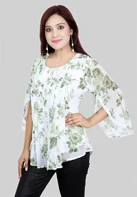 Plegridy Women's Printed Georgette Flared Sleeve Round Neck Causal Wear Designer Tunic Top (B-C-2010241)-thumb4