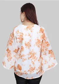 Plegridy Women's Printed Georgette Flared Sleeve Round Neck Causal Wear Designer Tunic Top (B-C-2010241)-thumb3