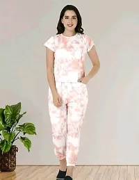 Plegridy Women Printed Cotton Lycra Tie-Dye Lounge Wear Comfortable Night Top and Pyjama Set (AG_S_565)-thumb2