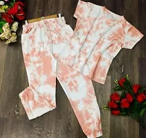 Plegridy Women Printed Cotton Lycra Tie-Dye Lounge Wear Comfortable Night Top and Pyjama Set (AG_S_565)-thumb1