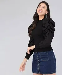 Whitewhale Women Casual Puff Sleeves Solid Top-thumb2