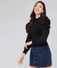 Whitewhale Women Casual Puff Sleeves Solid Top-thumb3