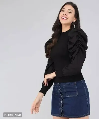 Whitewhale Women Casual Puff Sleeves Solid Top-thumb4