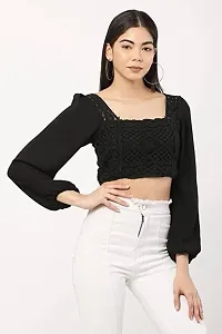 Fashion Passion India Embroidery Casual Solid Women  Crop Top-thumb2