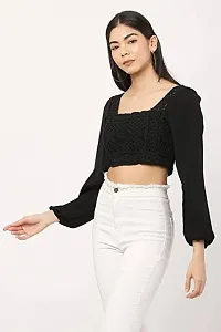 Fashion Passion India Embroidery Casual Solid Women  Crop Top-thumb3