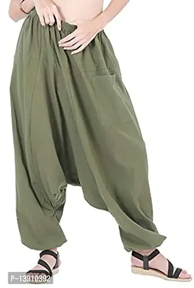 Whitewhale Women's Loose Fit Harem Pants (WHITEWHALE-HAMEM-07_Olive Green_Free Size)