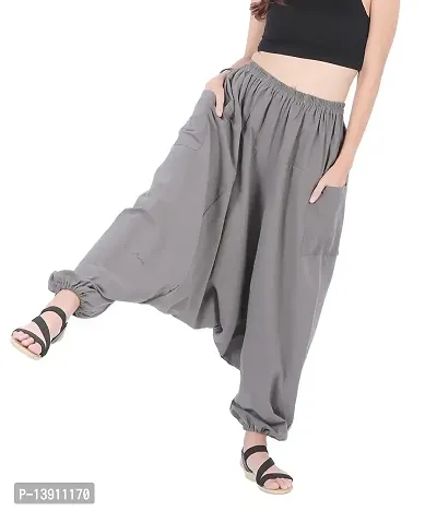 Whitewhale Women's Loose Fit Harem Pants (WHITEWHALE-HAMEM-05_Grey_Free Size)