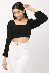 Fashion Passion India Embroidery Casual Solid Women  Crop Top-thumb4