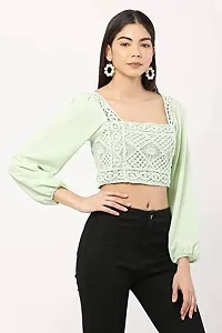 Fashion Passion India Embroidery Casual Solid Women  Crop Top-thumb3