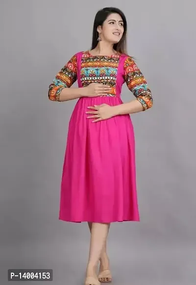 Elegant Pink Printed Rayon Kurta For Women-thumb0