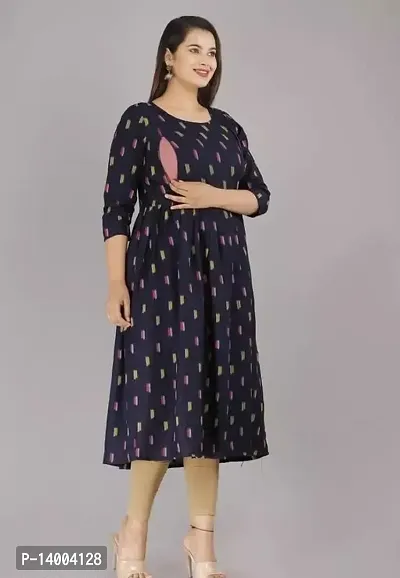 Elegant Black Printed Rayon Kurta For Women-thumb0