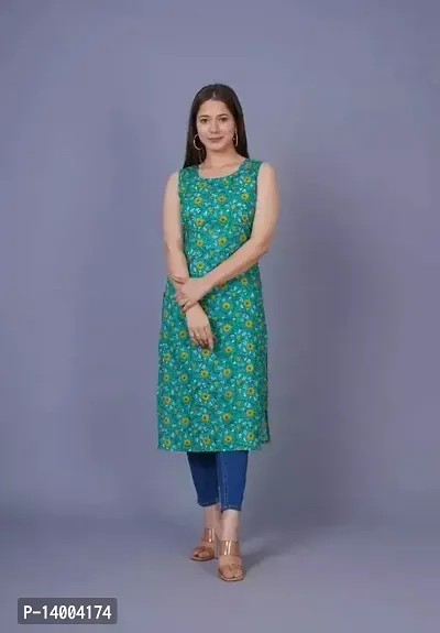 Elegant Green Printed Rayon Kurta For Women-thumb0