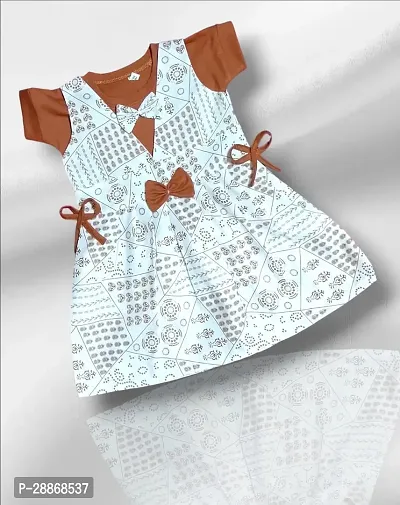 Fabulous White Cotton Printed Dress For Girls-thumb0