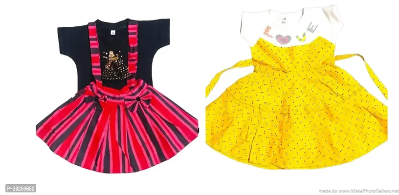 Fabulous Cotton Self Pattern Frock For Girls Pack of 2