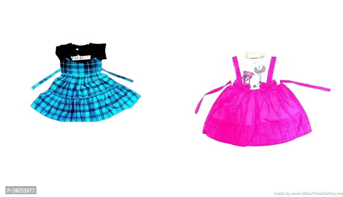 Fabulous Cotton Self Pattern Frock For Girls Pack of 2