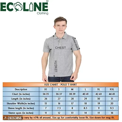 ECOLINE Clothing Mens Casual Cotton Solid Polo Neck Half Sleeve Pocket T-Shirt (Navy, XS)-thumb2