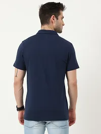 ECOLINE Clothing Mens Casual Cotton Solid Polo Neck Half Sleeve Pocket T-Shirt (Navy, XS)-thumb4