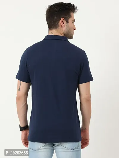 ECOLINE Clothing Mens Casual Cotton Solid Polo Neck Half Sleeve Pocket T-Shirt (Navy, XS)-thumb5