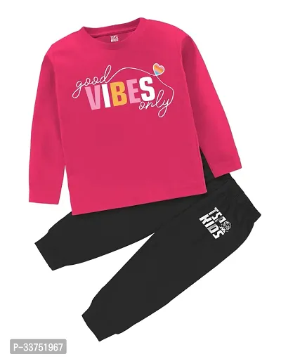 Stylish Pink Cotton Printed T-Shirts with Trousers For Boys-thumb0