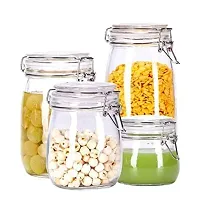 MACRON SWING CAP SQUARE JAR 1200ML || Glass Food Storage Cork Jar with Wood Ball Cork Lid Glass Storage Containers Set for Candy, Tea, Coffee Bean, Spices set of 1-thumb4