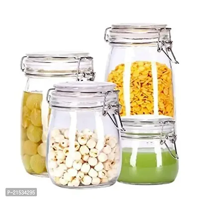 MACRON SWING CAP SQUARE JAR 1200ML || Glass Food Storage Cork Jar with Wood Ball Cork Lid Glass Storage Containers Set for Candy, Tea, Coffee Bean, Spices set of 1-thumb5