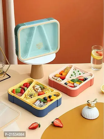 MACRON Lunch Box for Kids Tiffin Box,Tiffin Box for Kids for Girls, Boys School, Bento Lunch Box with compartments  Fork (3 Grid Plastic Lunch Box)