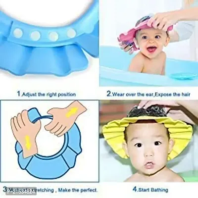 Macron Adjustable Soft Visor Eye/Ear Protector Wash Hair Bathing Shower Cap/Hat Ideal for Bathing Toddle, Baby Boys and Girls (Multicolor, Pack of 1)-thumb2