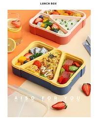 MACRON Lunch Box for Kids Tiffin Box,Tiffin Box for Kids for Girls, Boys School, Bento Lunch Box with compartments  Fork (3 Grid Plastic Lunch Box)-thumb3