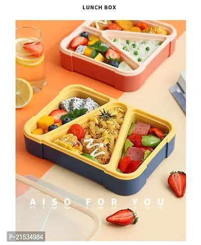 MACRON Lunch Box for Kids Tiffin Box,Tiffin Box for Kids for Girls, Boys School, Bento Lunch Box with compartments  Fork (3 Grid Plastic Lunch Box)-thumb4